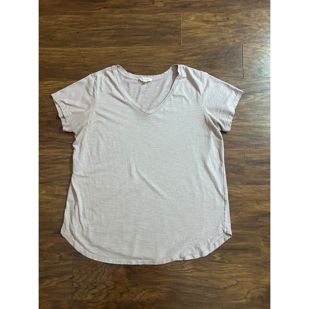 Soft Mauve Effortless V-Neck Top Womens XL Short Sleeve Tee - Picture 7 of 8